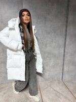 Пуховик жіночий білий довгий 100см 00410