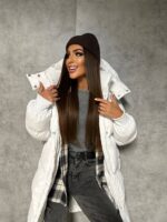 Пуховик жіночий білий довгий 100см 00410