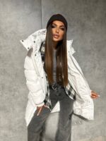 Пуховик жіночий білий довгий 100см 00410