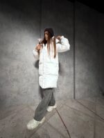 Пуховик жіночий білий довгий 100см 00410