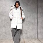 Пуховик жіночий білий довгий 100см 00410