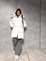 Пуховик жіночий білий довгий 100см 00410