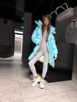 Пуховик жіночий блакитний довгий 100см 00409