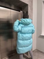 Пуховик жіночий блакитний довгий 100см 00409