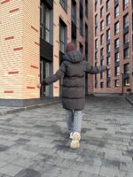 Пуховик жіночий чорний довгий 100см 00404