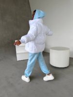 Пуховик жіночий довгий білого кольору 00322