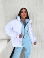 Пуховик жіночий довгий білого кольору 00322