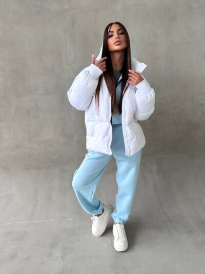 Пуховик жіночий довгий білого кольору 00322