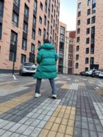 Пуховик жіночий зелений довгий 100см 00407