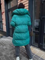 Пуховик жіночий зелений довгий 100см 00407