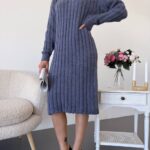 Сукня базова жіноча в’язана колір джинс 00352