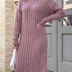 Сукня базова жіноча в’язана колір пудра 00349