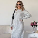 Сукня базова жіноча в’язана сіра 00350