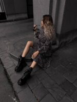 Сукня міді з довгим рукавом принт леопард 00384