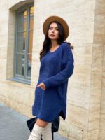 Сукня-туніка жіноча в’язана – колір джинс 00386