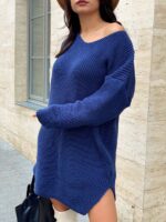 Сукня-туніка жіноча в’язана – колір джинс 00386