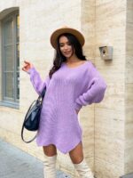 Сукня-туніка жіноча в’язана – колір лаванда 00389