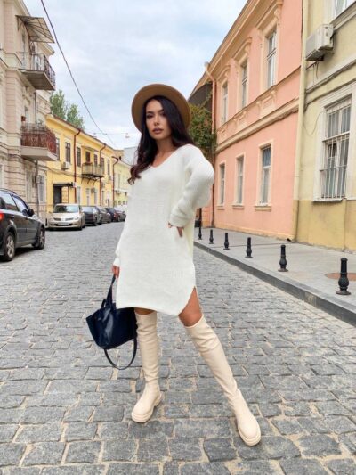 Сукня-туніка жіноча в’язана – колір молоко 00388