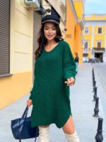 Сукня-туніка жіноча в’язана – колір пляшка 00387