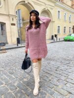 Сукня-туніка жіноча в’язана – колір пудра 00385