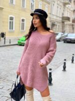 Сукня-туніка жіноча в’язана – колір пудра 00385