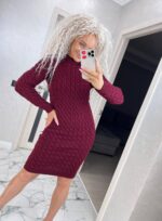 Сукня в’язана жіноча кольору бордо 00337