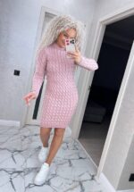 Сукня в’язана жіноча кольору світла пудра 00341