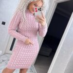 Сукня в’язана жіноча кольору світла пудра 00341