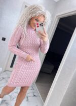 Сукня в’язана жіноча кольору світла пудра 00341