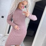 Сукня в’язана жіноча кольору темна пудра 00342