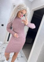 Сукня в’язана жіноча кольору темна пудра 00342