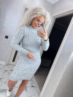 Сукня в’язана жіноча сірого кольору 00338