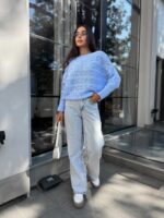 Светр в’язаний жіночий короткий блакитний 00345