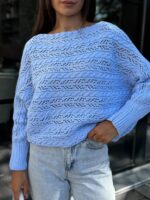 Светр в’язаний жіночий короткий блакитний 00345