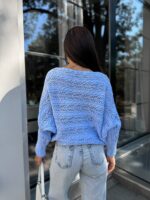 Светр в’язаний жіночий короткий блакитний 00345