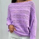 Светр в’язаний жіночий короткий бузковий 00343