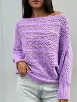 Светр в’язаний жіночий короткий бузковий 00343