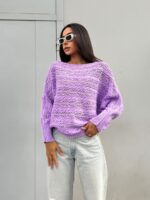 Светр в’язаний жіночий короткий бузковий 00343