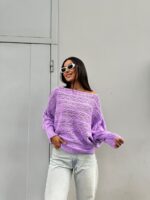 Светр в’язаний жіночий короткий бузковий 00343