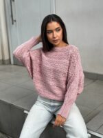 Светр в’язаний жіночий короткий пудровий 00347