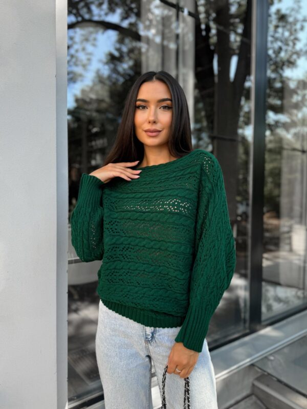 svetr-vyazanyj-zhinochyj-korotkyj-smaragdovyj-00344-1 Светр в’язаний жіночий короткий смарагдовий 00344