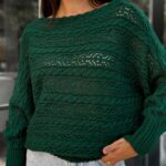 Светр в’язаний жіночий короткий смарагдовий 00344