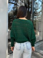 Светр в’язаний жіночий короткий смарагдовий 00344
