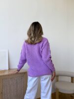 Светр жіночий з прорізами бузковий 00334