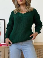 Светр жіночий з прорізами смарагдовий 00331