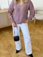 Светр жіночий з прорізами темна пудра 00333