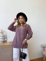 Светр жіночий з прорізами темна пудра 00333