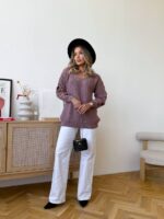 Светр жіночий з прорізами темна пудра 00333