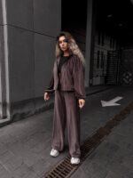 Велюровий костюм жіночий шоколадний 00382