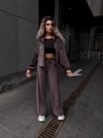 Велюровий костюм жіночий шоколадний 00382